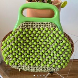 Lime Green Vintage Beaded Purse